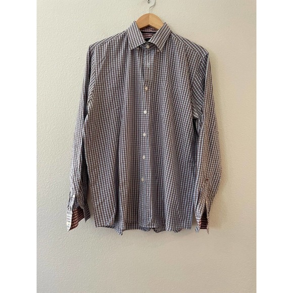 Joseph Abboud Size L Men's Plaid Button Down Shirt Flip Cuff Long Sleeve - Picture 2 of 10